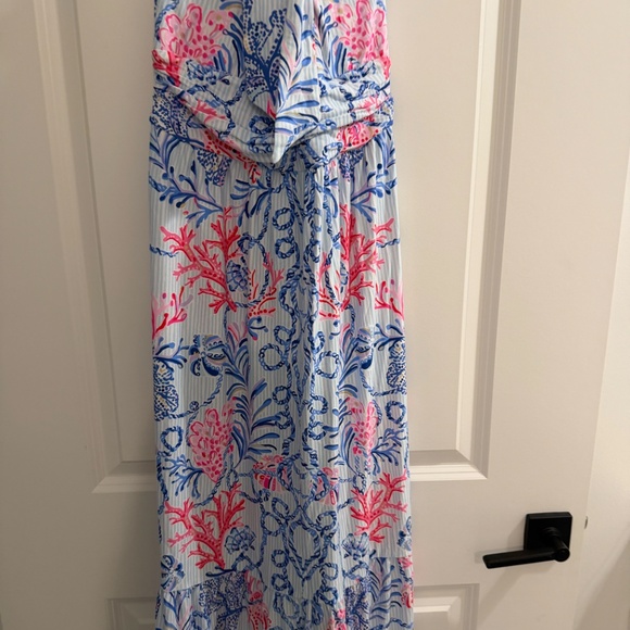 Lilly Pulitzer Montecito Coral Striped Maxi Halter Dress - Picture 9 of 10